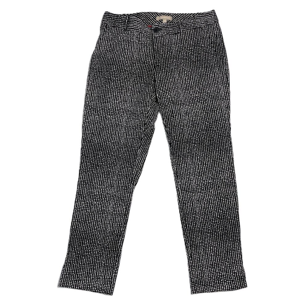 Banana Republic Pants Women's 8 Black White Dot Print Cotton Stretch Ankle Flat